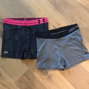 Two spandex shorts
